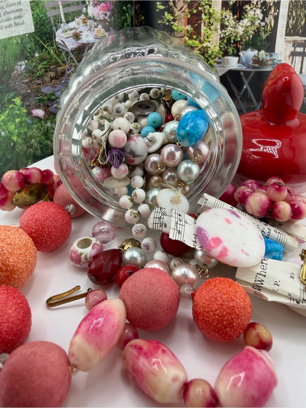Mystery Jewelry Jar With Vintage Necklace West Germany Earring 1.17# of Jewelry